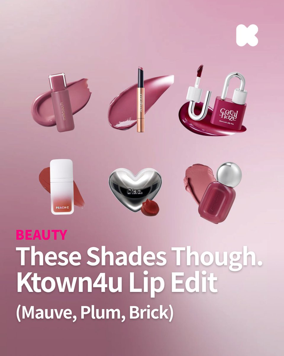 kstyle4u_global's tweet image. When you're in the mood for a nudie lip look,
Which one are you picking? 💋
🔗 tinyurl.com/2crs8t4k

Moody mauve 💜
Deep plum 🍷
Warm brick 🧱
 
Find these lip shades at Ktown4u💄

#Ktown4u #Kstyle4u #Kbeauty #lip #makeup