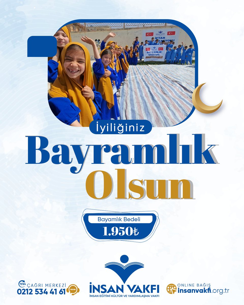 insanvakfi's tweet photo. ✨Gerçek bayram; paylaştıkça güzelleşir, sevgiyle büyür.

Bayramın iyiliklere vesile olan güzel atmosferinde yetim çocuklarımızın bayramlıklarını bizler alalım istiyoruz. 🕊️ https://t.co/0HZ8mVOR0k