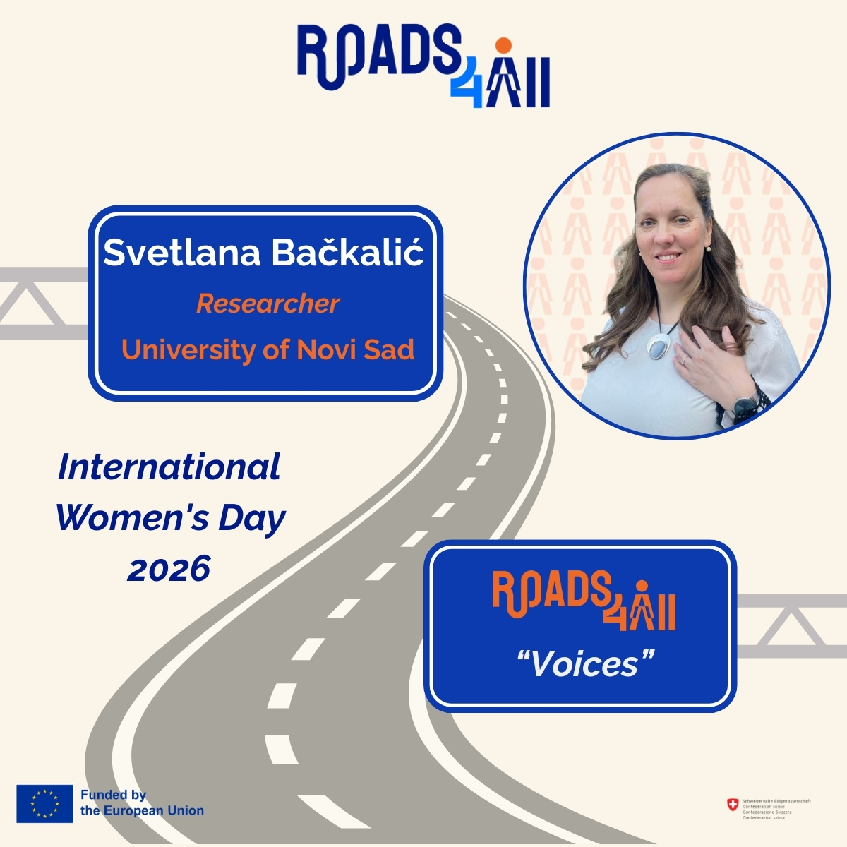 👩‍🎓 #IWD2026 | Women of #Roads4All
Today we spotlight Svetlana Bačkalić from the University of Novi Sad.

💬 “Being a woman in #research and #innovation means contributing new perspectives to advance #science and inspiring the next generation of women researchers.”
#HorizonEU