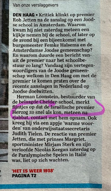 🙈🙈🙈 Bij <a href="/parool/">Het Parool</a> is Rob Jetten ons 'staatshoofd', bij <a href="/telegraaf/">De Telegraaf</a> is de Israëlische president Herzog 'premier'. Wat is dit voor journalistiek prutswerk? Zit iedereen te pitten of zijn ze gewoon te dom?