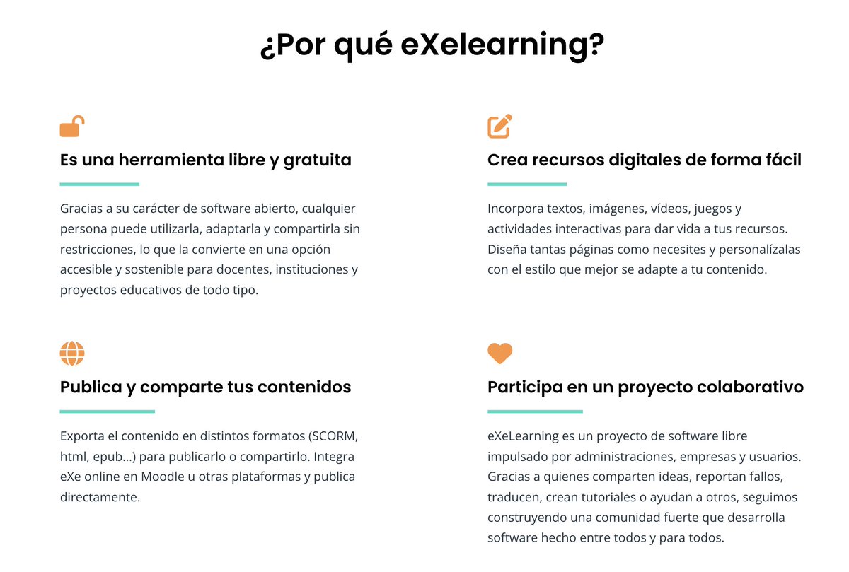 exelearning_sp's tweet photo. "¿Aún no conoces #eXeLearning? Una herramienta libre, gratuita y colaborativa para crear contenidos educativos interactivos.
Diseña, publica, comparte y forma parte de una comunidad que construye recursos abiertos para todos 🔗 https://t.co/mt4q3k9Xn8 #REA #SoftwareLibre" https://t.co/jOQKQksG4Z