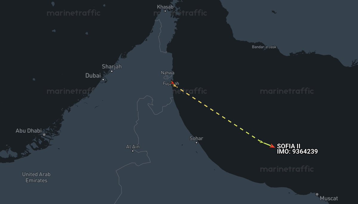 avs_IND's tweet photo. Another India-bound #oil tanker SOFIA II, en route Kochi from Fujairah
#oott #Brent #Murban https://t.co/Jywt4BAGYs