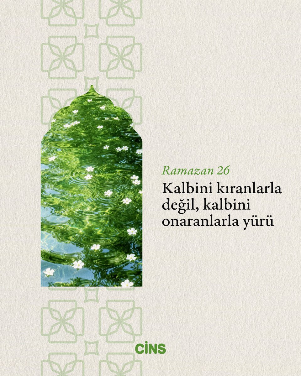 CinsDergi's tweet photo. Günlük Cins hatırlatmasıdır:

Kalbini kıranlarla değil, kalbini onaranlarla yürü. https://t.co/m8VT5i3d1L