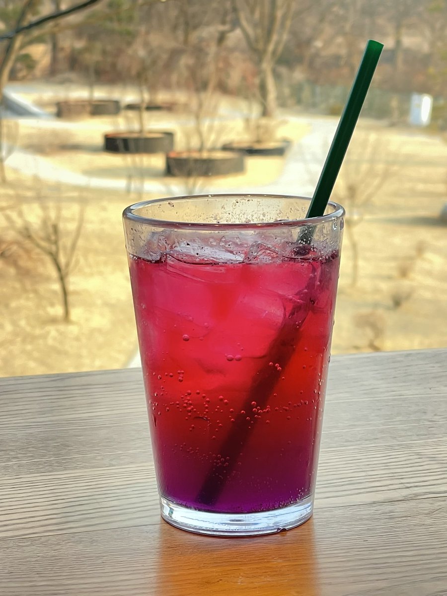 今日からソウル限定で発売された
ドリンクを早速頼んでみたら
イメージ写真の青みがすでに混ざってる状態で提供されて、がっかりしたけど、味はオミジャで美味しい🙆🏻‍♀️
#韓国スタバ