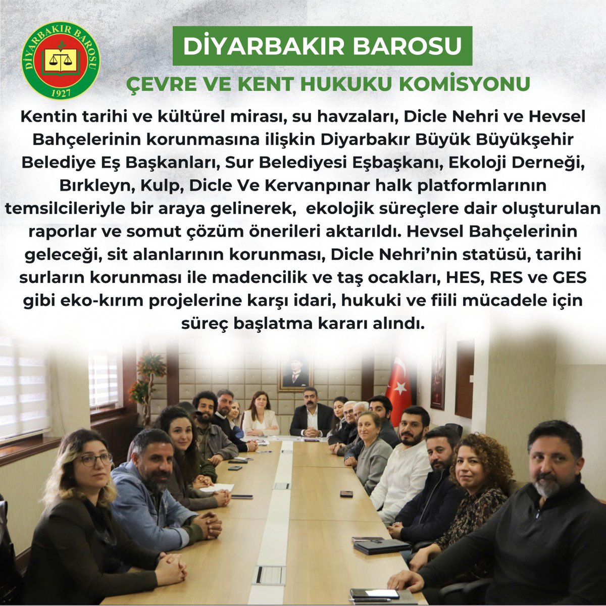 Diyarbakır Barosu Çevre ve Kent Hukuku Komisyonu tweet media