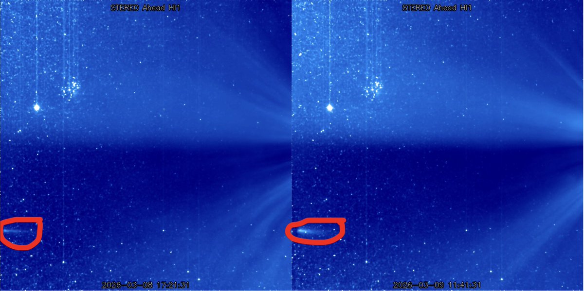 CrazySwedeX's tweet photo. What is this that showed up on STEREO A HI1 on March 8th-9th? And then disappeared?
Just asking..
#SunWatch #SolarActivity #SpaceWeather
@MrMBB333
@UAPWatchers
#UAP #UFO #3IATLAS https://t.co/yNrWRcUYuE