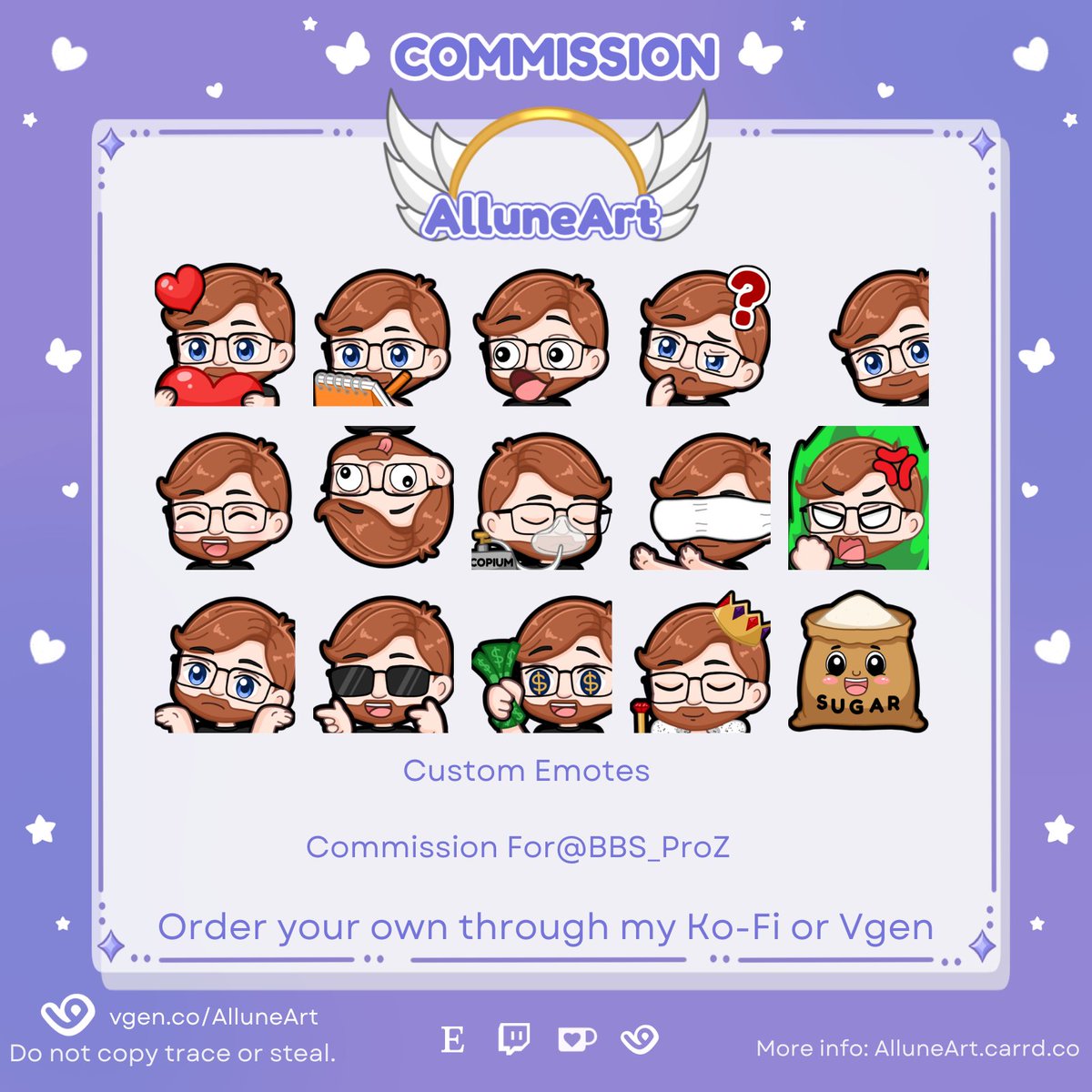 AlluneArt's tweet photo. Custom Emotes for @BBS_ProZ 

Thank you so much for choosing me 😇💜
#VGenComm https://t.co/7dL4ywZawH