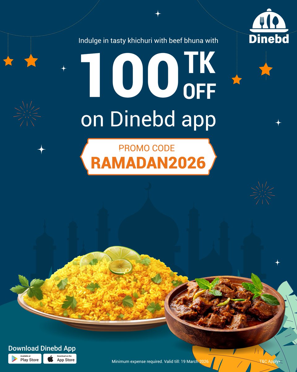 Dinebd_official's tweet image. Order rich &amp;amp; comforting Khichuri with Beef Bhuna for your sehri and get an instant 100 Tk discount on your order on Dinebd app to cherish this ramadan.

Play Store Link: play.google.com/store/apps/det…

App Store Link: apps.apple.com/gb/app/dinebd/…

#dinebd #dhaka #FoodAtYourFingertips