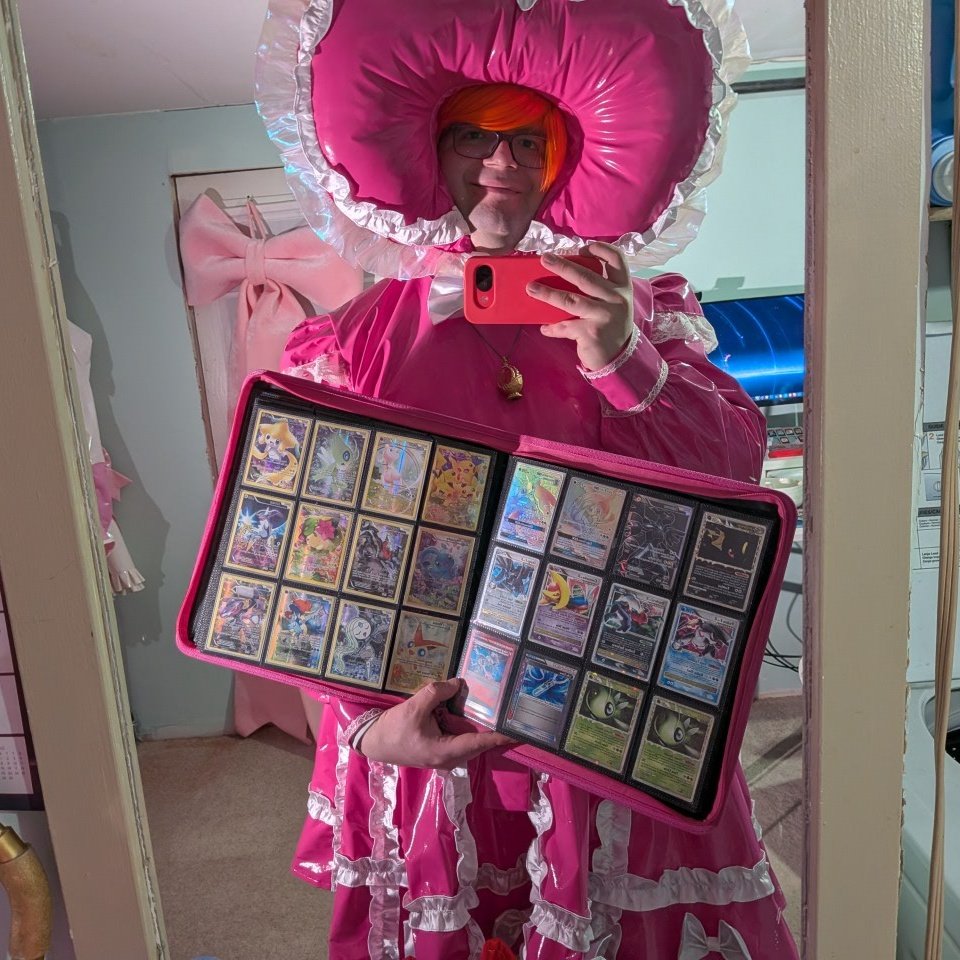 3 pic. Dressed up in my cozy PVC sissy bonnet outfit and working through packing some Pokemon bulk for sale tonight. It's not deep lore, but I used to play lots of card games, so here are a few favorites~ https://t.co/9vD41V3tkJ