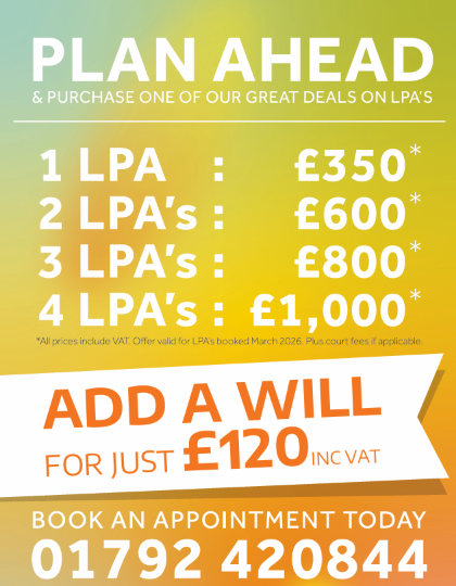 Swansealegal's tweet image. Secure your future with our exclusive LPA offers this month 💼✨

✔️ 1 LPA – £350
 ✔️ 2 LPAs – £600
 ✔️ 3 LPAs – £800
 📝 Add a Will for just £120

Simple. Affordable. Peace of mind for you and your family. Get started today. 

#LPAs #WillWriting #PlanAhead
