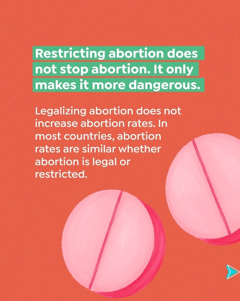 Fos_Feminista's tweet image. Legal restrictions don’t reduce abortion.
They increase the risk.

Around 25 million abortions are unsafe globally each year.
Safe abortion care saves lives.

#SRHR #SafeAbortion