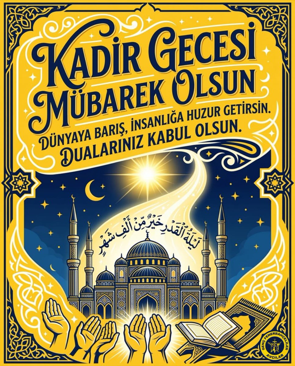 AvcilarGFB's tweet photo. Bu mübarek kandil gecesinde gönüllerimizin bir olduğu, dualarımızın semaya yükseldiği bu anlamlı vakitte; başta Avcılar’daki tüm kardeşlerimiz olmak üzere bütün İslam âleminin kandilini en içten dileklerimizle kutlarız.

#AvcılarGFB https://t.co/2C9Ty1M6pX