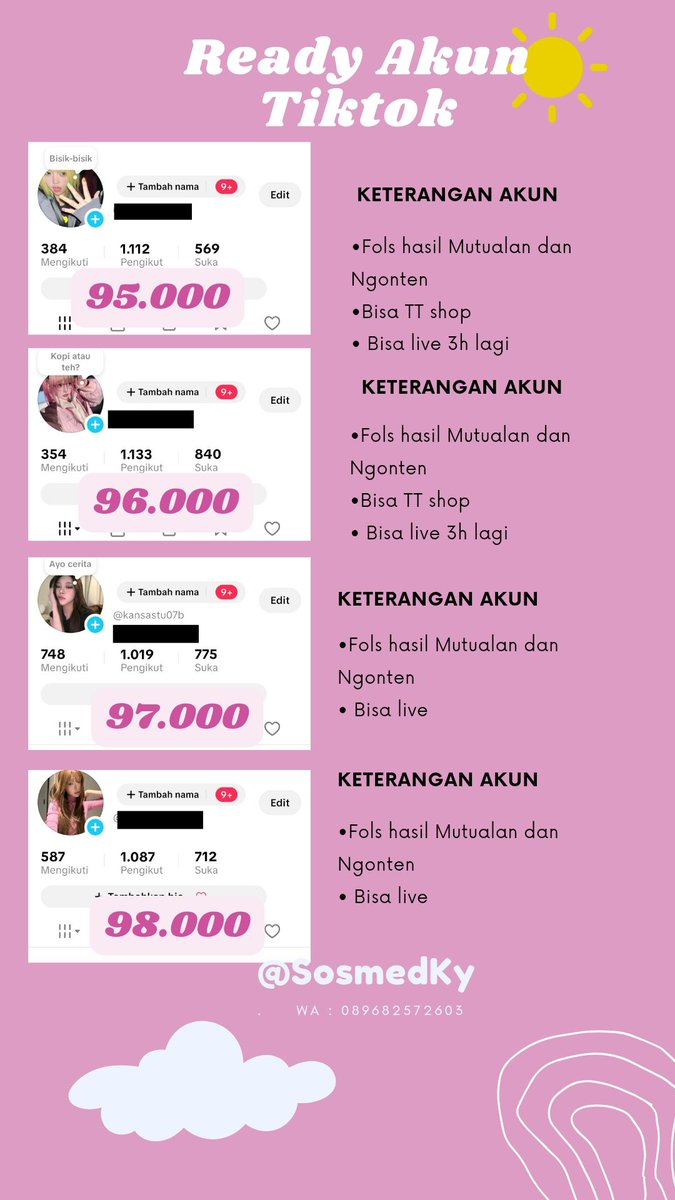 Dita • Jual Akun IG & Tiktok | Harga Pas Plis tweet media