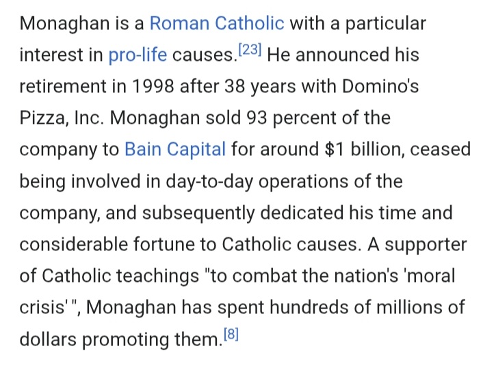 So it seems American anti-choice lobby billionaire Tom Monaghan (founder of Dominos Piazza) is taking over the former Cistercian monastery Mount Mellary in Co. Waterford as an Irish offshoot of his Ave Maria University, which he describes as a "saint factory". 🧵