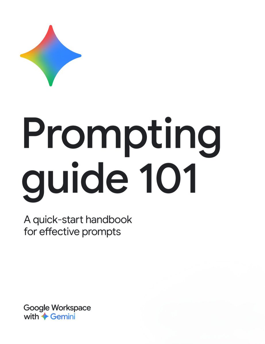 🚨 Google quietly dropped a 58-page Prompting Guide.

And almost nobody is talking about it.

Inside this guide you’ll learn:

• How to write prompts that actually get better outputs
• The framework Google uses for effective prompting
• Real prompt examples for marketing,