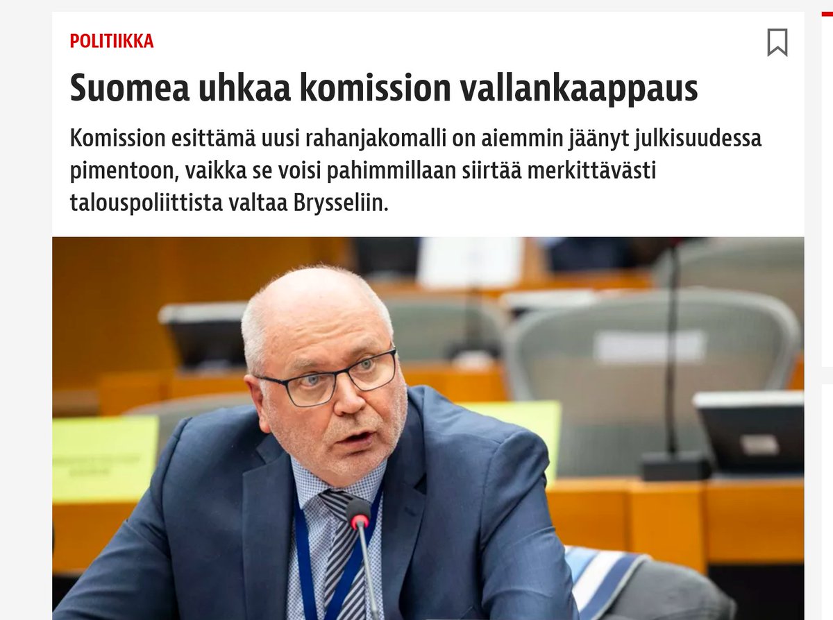 Väärin. Suomessahan omat poliitikot alkoivat siirtää valtaa EU-komissiolle Brysseliin pois sen ainoalta perustuslailliselta omistajalta eli Suomen kansalta. Eli tämäkin nyt komission "vallankaappauksena" mainostettu asia on ainoastaan jatkumoa sille, kun Suomi alkoi omatoimisesti