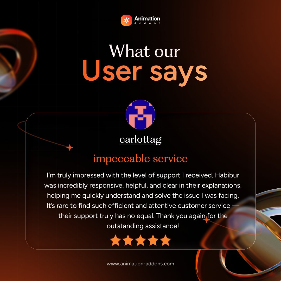 animationaddons's tweet image. 𝐒𝐮𝐩𝐩𝐨𝐫𝐭 𝐢𝐬𝐧’𝐭 𝐣𝐮𝐬𝐭 𝐚𝐧𝐬𝐰𝐞𝐫𝐢𝐧𝐠 𝐭𝐢𝐜𝐤𝐞𝐭𝐬.
𝐈𝐭’𝐬 𝐚𝐛𝐨𝐮𝐭 𝐜𝐥𝐚𝐫𝐢𝐭𝐲, 𝐜𝐚𝐫𝐞, 𝐚𝐧𝐝 𝐜𝐨𝐦𝐦𝐢𝐭𝐦𝐞𝐧𝐭.

Thank you for this wonderful feedback, moments like this inspire us to keep supporting our community better every day.

#userreview