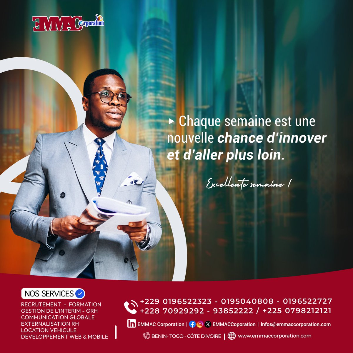 EMMACCorporati2's tweet photo. Chaque semaine est une nouvelle opportunité de faire grandir votre entreprise.
• Recrutement
• Gestion de l’intérim
• Formation
• Communication
• Développement digital

#EmmacCorporation #Business #Recrutement #RH #Entrepreneuriat #Leadership https://t.co/VYxjP03Rmm
