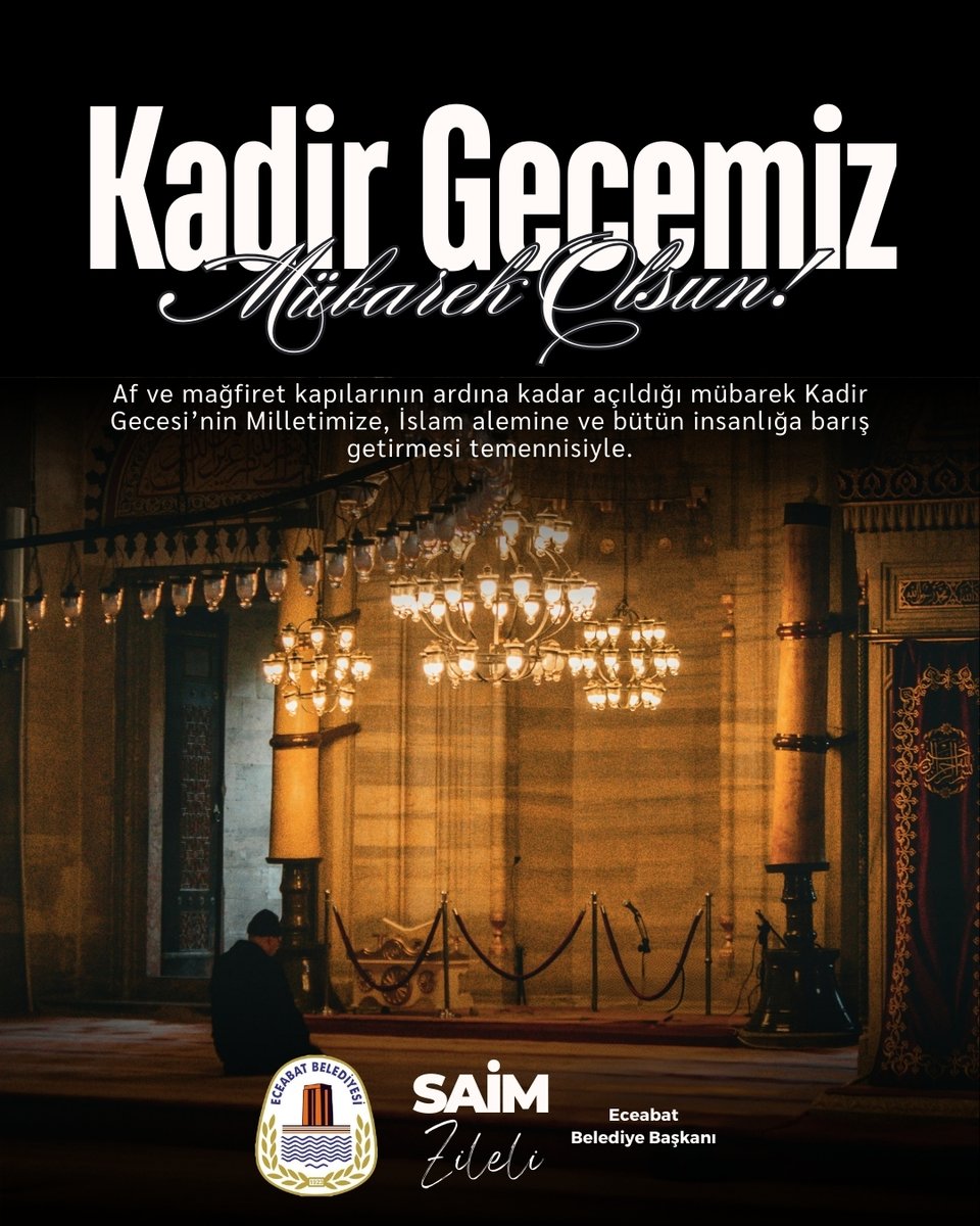 EceabatBel's tweet photo. Tüm ayların en mübarek gecesi olan #KadirGecesi’nin; adalet, barış, huzur ve bereket getirmesini diliyorum. https://t.co/oiHYd6nEby