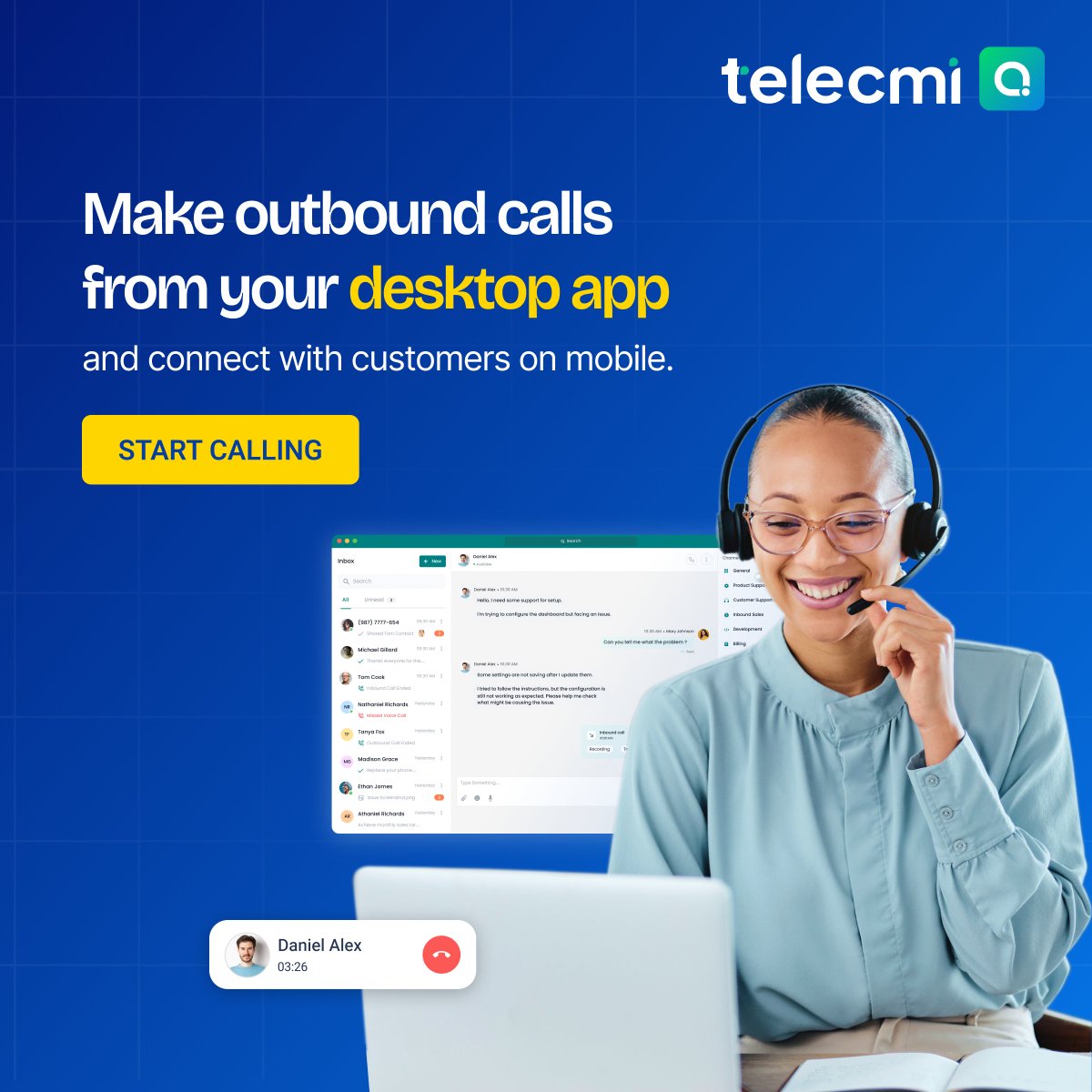 TeleCMI's tweet photo. No more switching devices.

With Connle’s hybrid WebRTC solution, start calls from your desktop and stay connected with customers on mobile, fast, seamlessly, and effortlessly. know more: https://t.co/9LwGcaHmxD

#webrtc #clicktocall #connle #hybridcalling #customerconnection https://t.co/Y9tHwXOLWE