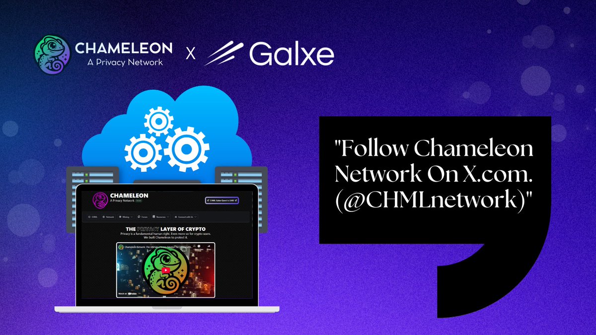 Chameleon Network Galxe Quest is live ✅
Follow <a href="/CHMLnetwork/">Chameleon Network</a> on X &amp; earn 1,000 Points!⚡Gasless | FCFS | Instant Reward

Powered by <a href="/GalxeQuest/">Galxe Quest</a> 👇
app.galxe.com/quest/Chameleo…

#Galxe #GalxeOAT #ChameleonNetwork #Web3 #DeFi