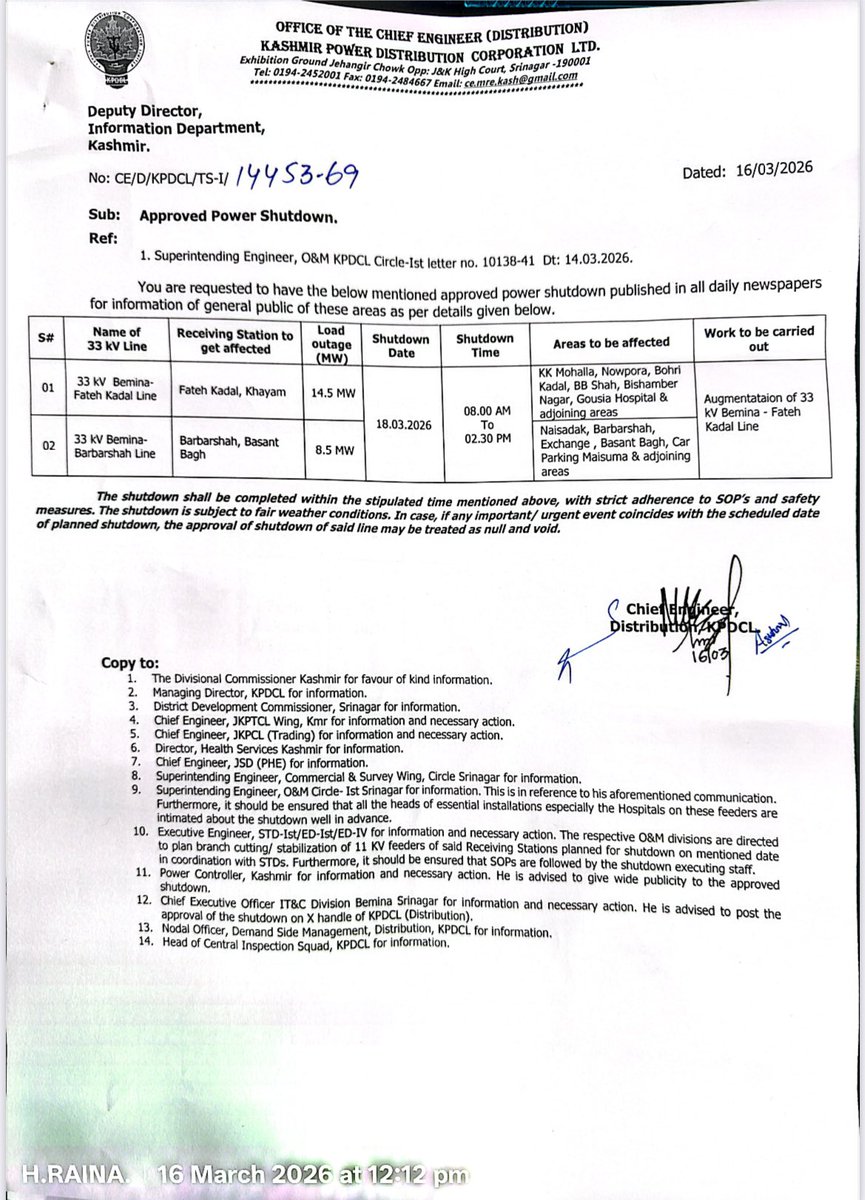 O&M Circle-I, KPDCL tweet media