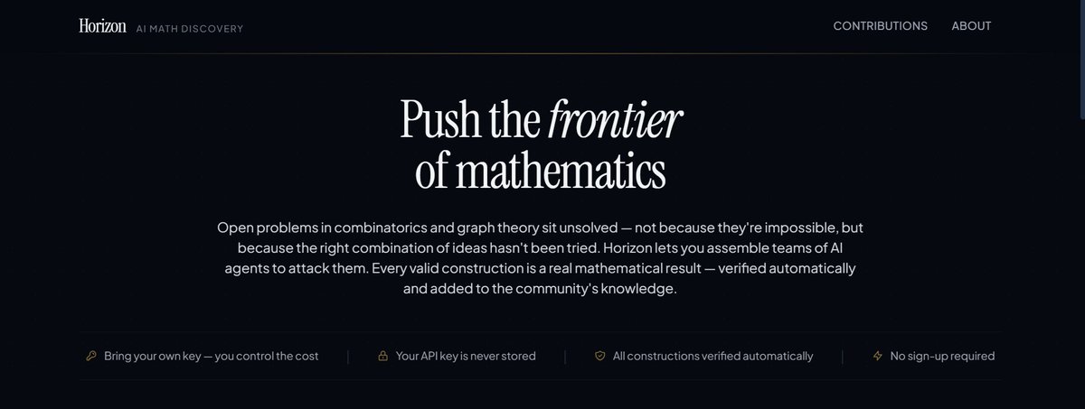 edlebertf's tweet photo. I've always had a quiet love for maths. The @numberphile video at midnight kind.

I'm a mechanical engineer. I can't solve unsolved math problems. But I can build the place where solving might happen.

This week I built Horizon

https://t.co/kKuq95wrXI https://t.co/m5xshbYaoL
