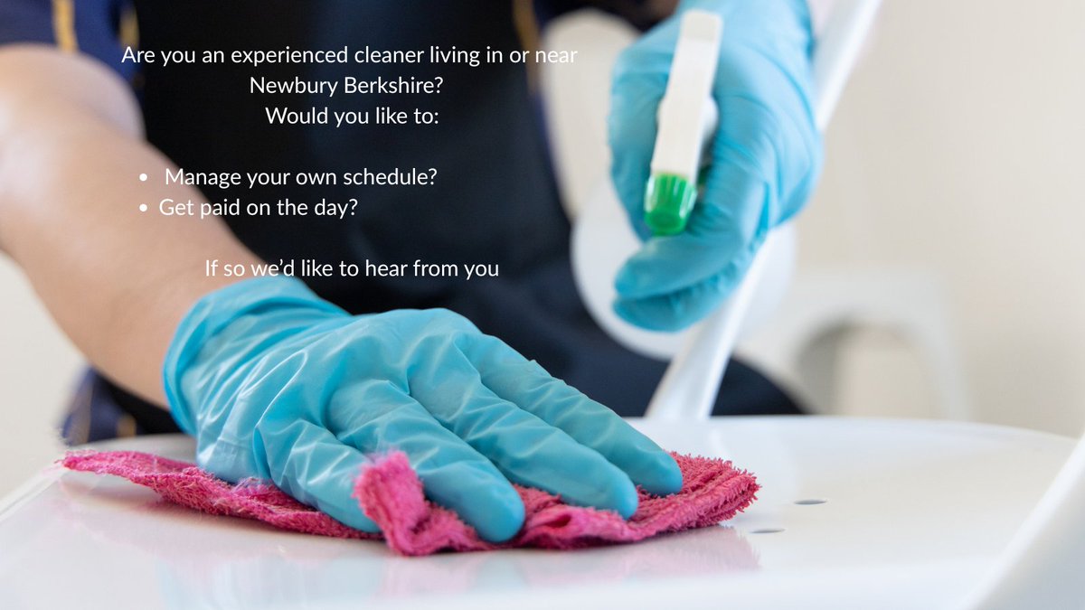 🧼 Cleaning Jobs — Newbury

Flexible local work in private homes
✔ Choose your days/hours
✔ Regular clients
✔ From £14.95/hr
✔ Self-employed
Apply: maid2clean.co.uk/cleaning-jobs/…
Not suitable for Student or Skilled Worker visas.