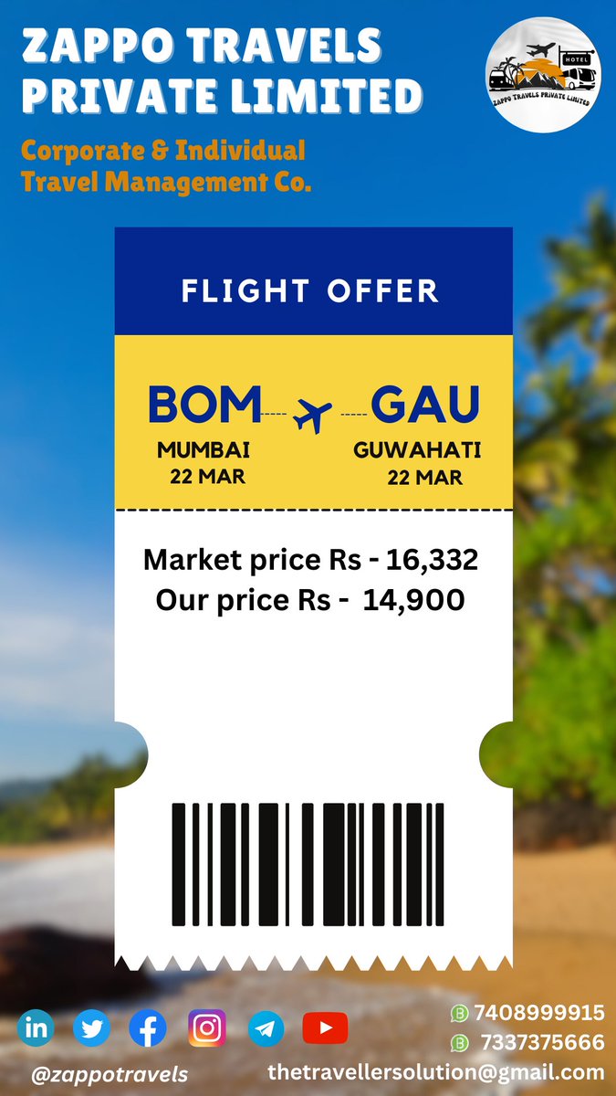zappotravels's tweet image. Join Zappo Travels Private Limited Whatsapp Group &amp;amp; Telegram Channel for regular updates on Flight Offers, Hotels, Cruises &amp;amp; many more...

Whatsapp Group : chat.whatsapp.com/I1tuz8YIy8sBOI…

Telegram Channel : t.me/travellersoln

#Hyderabad #Goa #Delhi #Vadodara #Mumbai #Guwahati