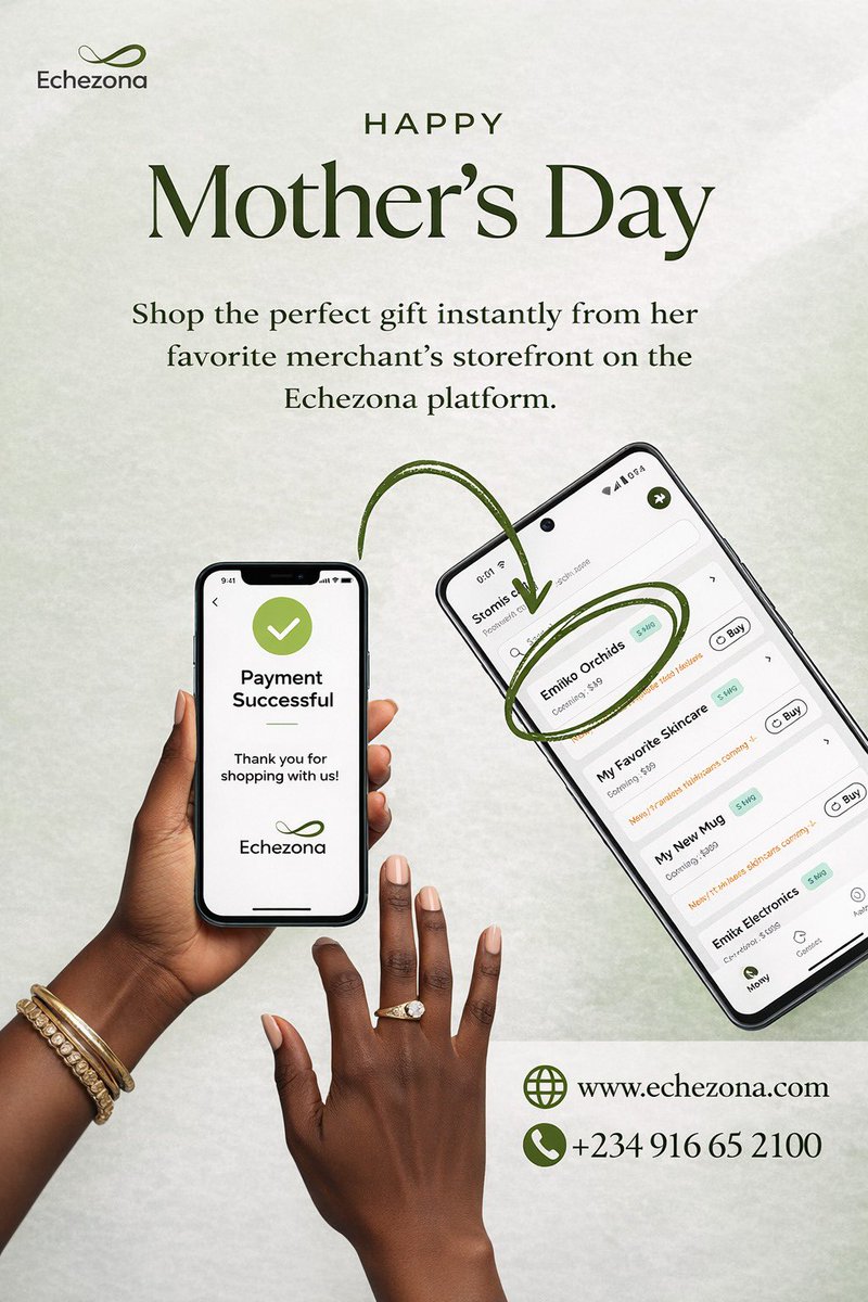 EchezonaDigital's tweet photo. Happy Mother’s Day! 💐
Celebrate the amazing moms in your life—make today extra special with love, appreciation, and thoughtful gifts on the Echezona platform from their favorite merchants. https://t.co/OUXMGAd6Nl