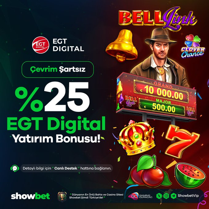 🍀SHOWBET  BELL LİNK Severlere Özel

📣ÇEVRİM ŞARTSIZ

🔔 %2️⃣5️⃣ EGT Digital Yatırım Bonusu
🟢 Çekimin Olsa Dahi alabilirsin

🎁🎁En Avantajlı Bonuslar #SHOWBET Adresinde Seni Bekliyor

💯Güvenli Kazancın Tek Adresi 
t.ly/ShowbetGirisYap