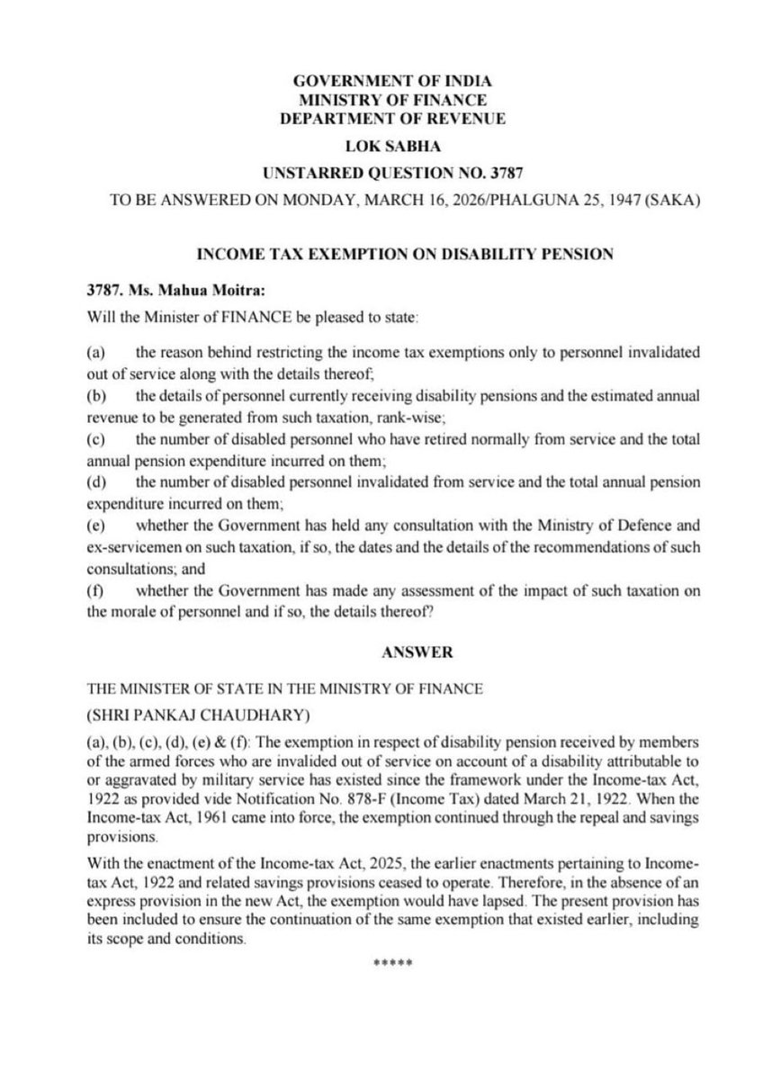 bsdhanoa's tweet photo. The questions raised were simple and direct. The MoS Finance’s answer is a classic case of misdirection and beating about the bush. It does not address the main issue of why a distinction has been introduced between military personnel invalided and those who serve out their term. https://t.co/KyNF4QP6iJ