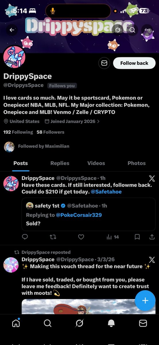 BEWARE!!!
THIS is a scammer in the picture below. Basically at this point every account that sells alot here has an impersonator so please be safe and make sure its the real account. Please block and report this person before our friends get scammed or take advantage of. Thanks.