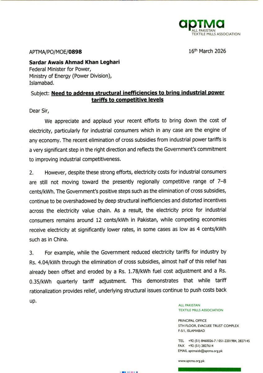 All Pakistan Textile Mills Association tweet media