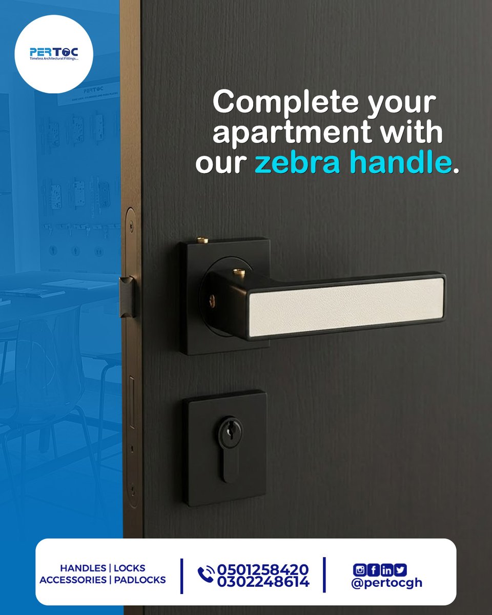 PertocLimited's tweet image. Complete your apartment with our Zebra Handle — modern design, strong build, timeless finish.
📞 0501258420
#DoorHandles #InteriorDesign #Pertoc #pmxtra #TORCHERii #Brunofernandes