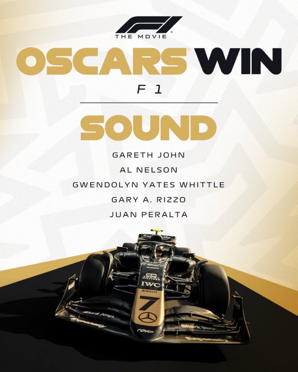 F1 la película ha ganado el #Oscar en la categoría de Mejor Sonido 👏🏼. Curiosamente, la misma la ganó la película Grand Prix de 1966, que además había ganado otras dos categorías. 🔊 #f1