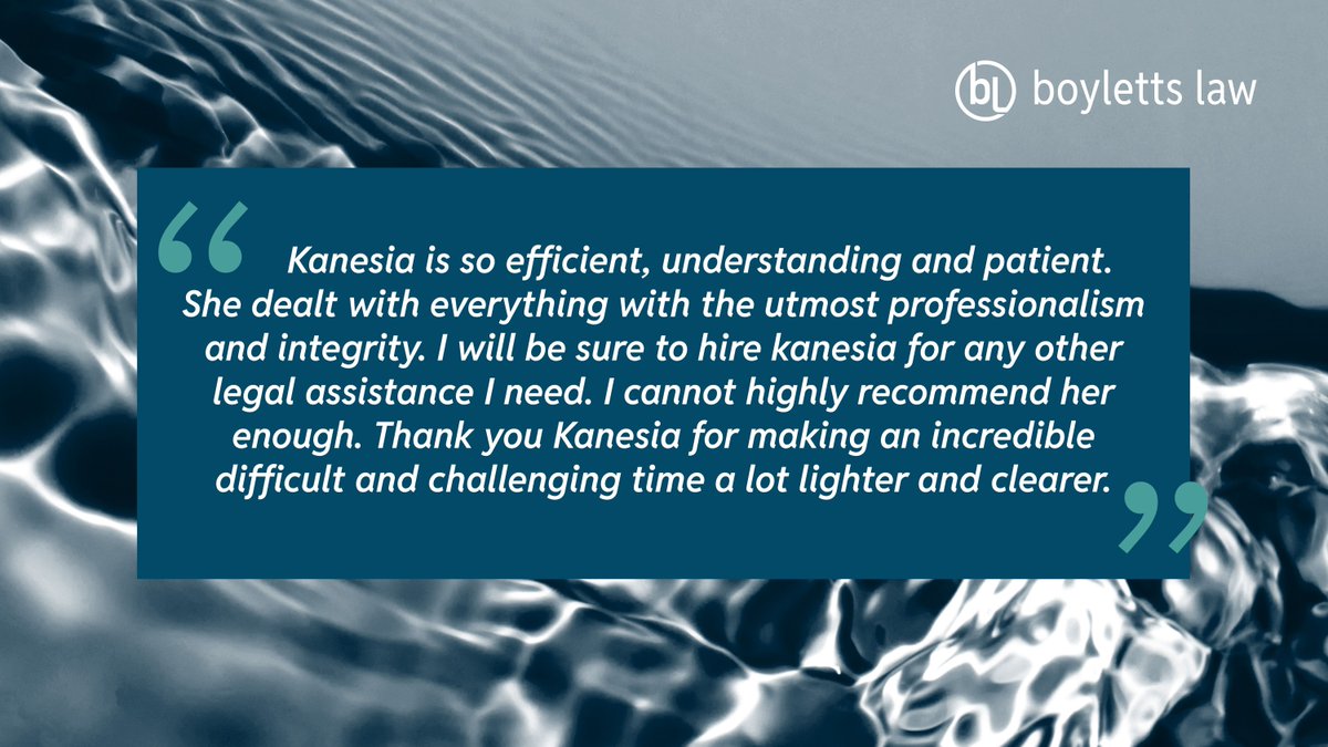 BoylettsLegal's tweet photo. We’re delighted to share this recent review from one of Kanesia Bicar's clients. 

If you need help dealing with probate, or you're just looking for advice, our Probate and Estate Administration team is here to help: https://t.co/RxjUUEGQsb 

#FeedbackFriday #LawFirm #Probate https://t.co/RajPLeH0kG