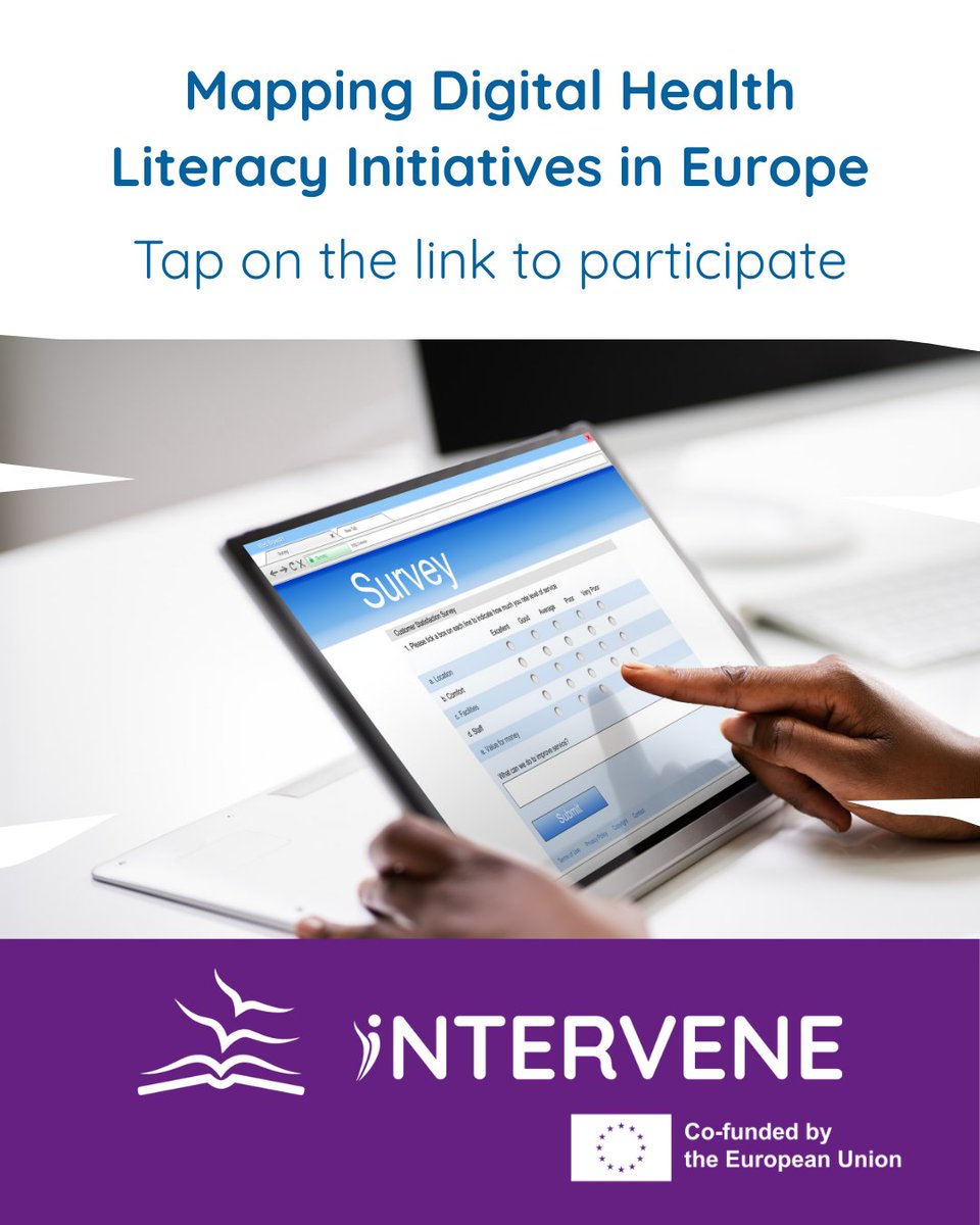 ana_luisa_neves's tweet photo. We invite you to contribute to a short survey launched by eCAN Plus and #iNTERVENE (you can read more about us at https://t.co/xqVXK9yhpF!)
Your input will help identify valuable digital health literacy programmes across Europe. @Imperial_PCPH @Imperial_GDHU @FMUPorto https://t.co/jnSHHFxWII
