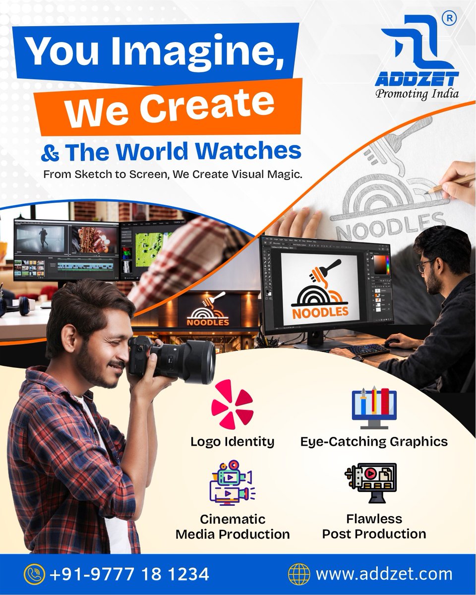 AddzetMedia's tweet image. You imagine, we create.

 From logo design to cinematic media production, Addzet turns ideas into powerful visuals. 

📞 +91-9777181234
 🌐 addzet.com

#Addzet #DigitalCreativity #GraphicDesign #ContentCreation #BusinessGrowth