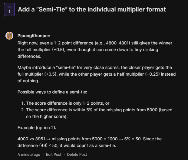 P_khunpee's tweet photo. Some ideas about individual multiplier #Geoguessr 🙏 https://t.co/wkMRNMFys0