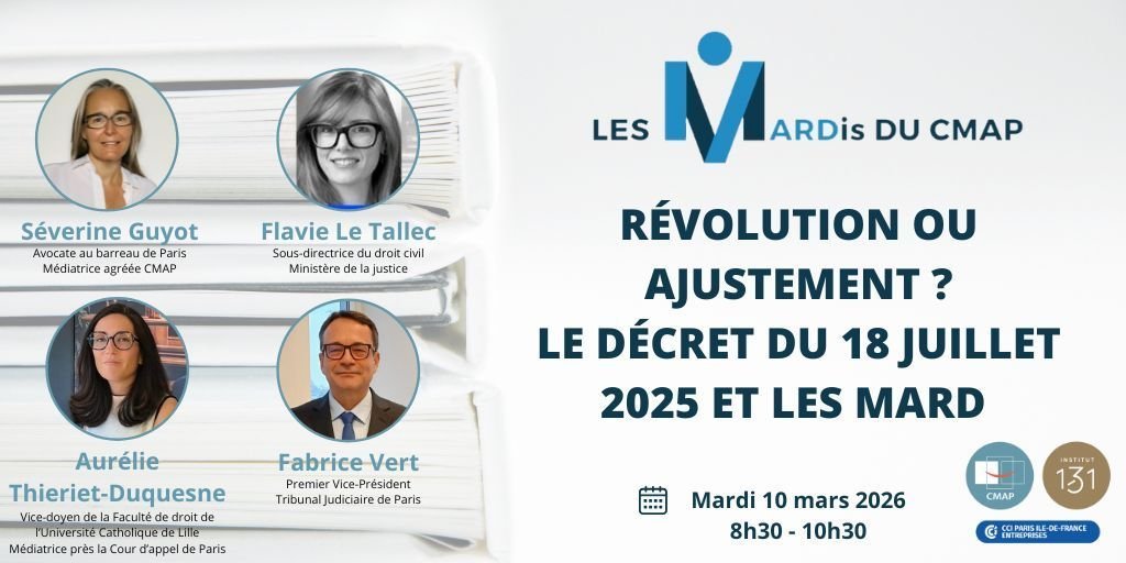 CMAP_Med_Arb's tweet photo. #REPLAY | MARDis du CMAP | Révolution ou ajustement ? Le décret du 18 juillet 2025 et les MARD
Le décret du 18 juillet 2025 marque-t-il une révolution des pratiques ou un ajustement progressif du cadre existant ?
▶️Replay : https://t.co/3dlyC5kInz
#MARD #Médiation #CMAP https://t.co/jqpo7TdzXe