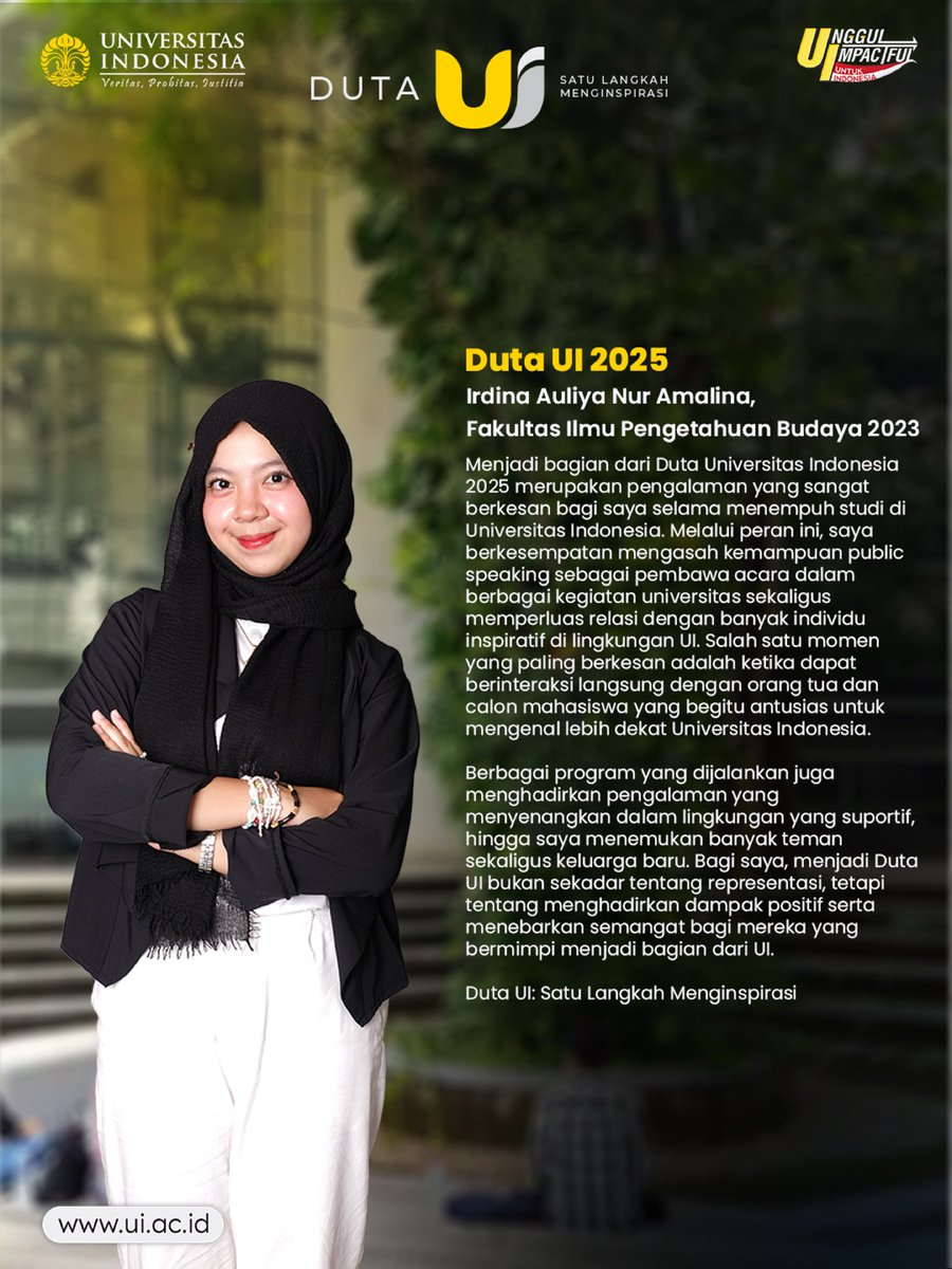 univ_indonesia's tweet photo. Ada yang tertarik untuk menjadi salah satunya? Pantau terus akun UI untuk mengetahui informasi lebih lanjutnya ya! π«Άπ»
Duta UI, Satu langkah menginspirasi! π
#universitasindonesia #dutaUI #mahasiswaUI https://t.co/qaQdzCwUtA