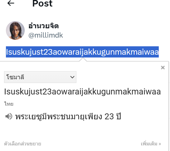 อยากรู้ว่าระบบมันจะแปลออกไหม ละดู (มันเลือกภาษาเองอัตโนมัติ)
