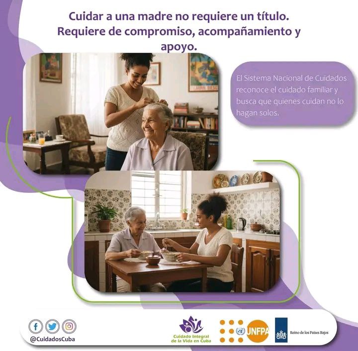 Cuidar a una madre no requiere un título.
Requiere de compromiso, acompañamiento y apoyo.
#CuidadosCuba #MtssCuba