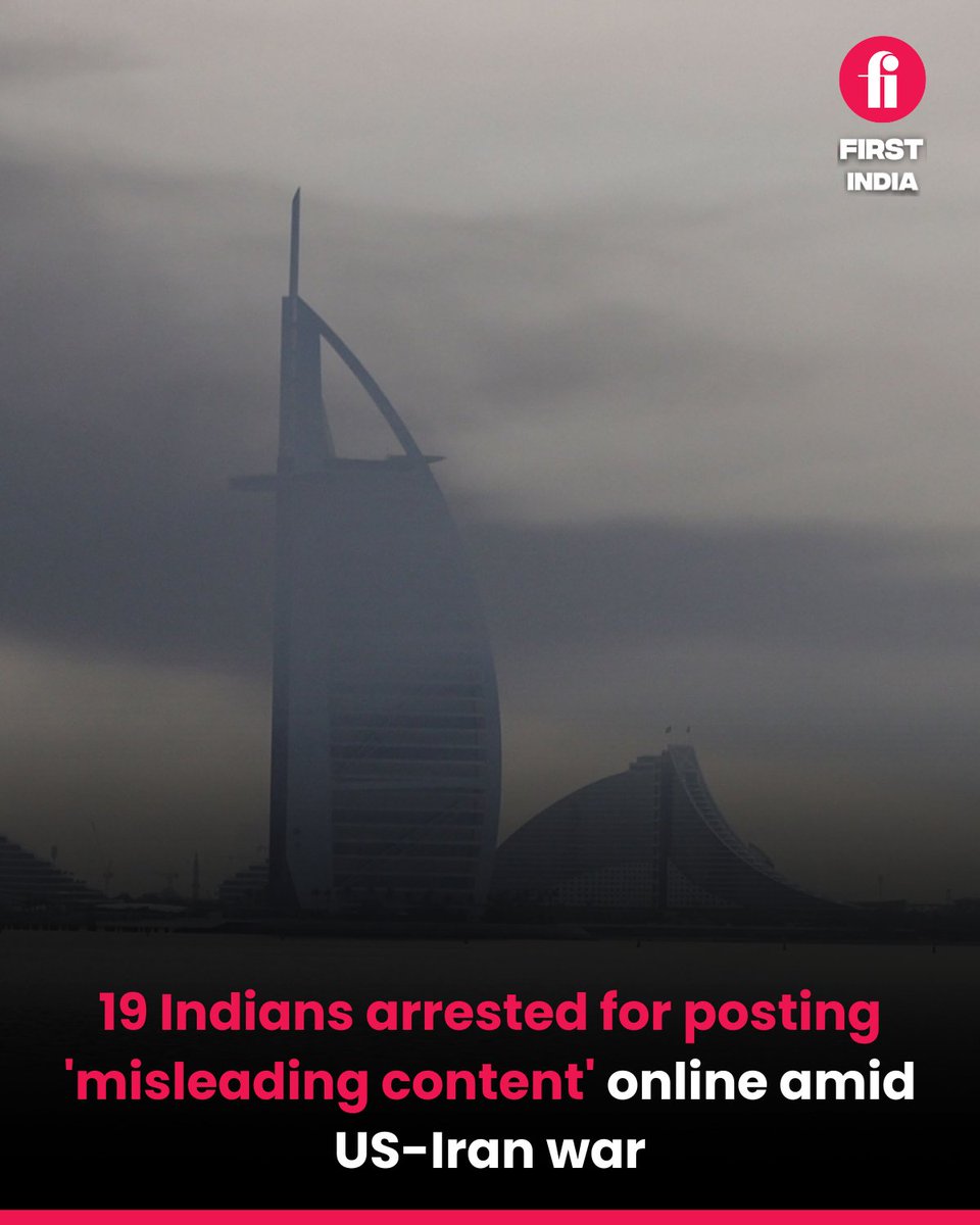 thefirstindia's tweet image. Nineteen Indians were among 35 people arrested in the United Arab Emirates for allegedly posting misleading and fabricated war-related videos on social media during the ongoing West Asia tensions involving the US, Israel and Iran.

#UAE #WestAsia #Misinformation #SocialMedia