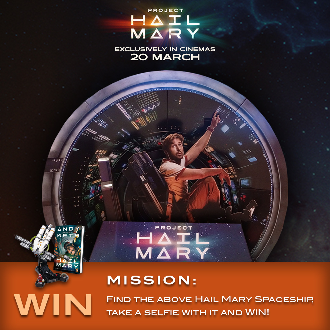 Mission: Find the Hail Mary Spaceship and WIN! 🚀 🧑🏻‍🚀
Spot the Hail Mary spaceship display, snap a selfie with it and comment your pic below to stand a chance to WIN a Project Hail Mary LEGO set and book.
The Hail Mary Spaceship will be at the following locations:
The Bioscope