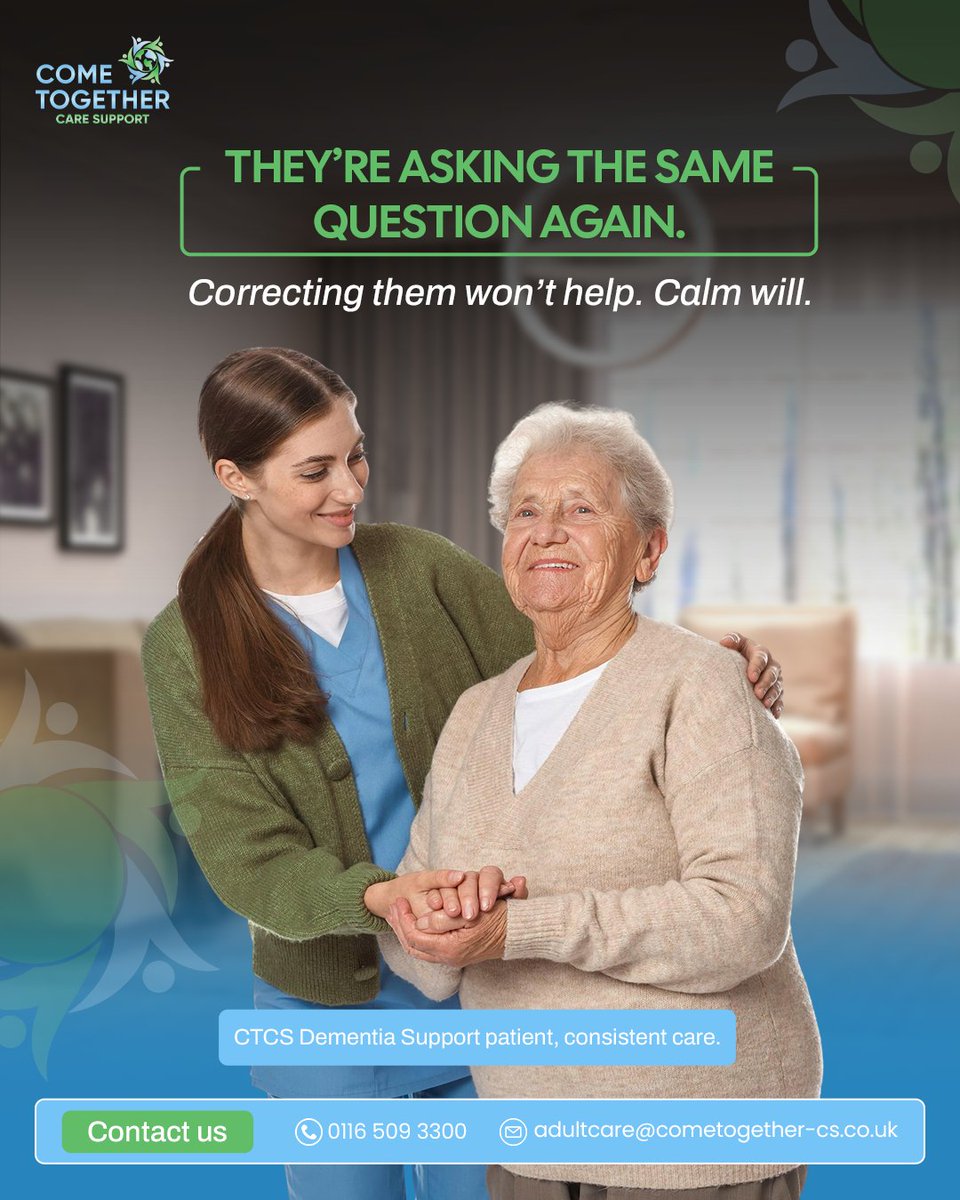 ctcscare's tweet image. CTCS Dementia Support services in the UK provide calm, structured assistance to reduce distress and maintain daily comfort at home.

Contact us:
📲0116 509 3300
📩adultcare@cometogether-cs.co.uk

#DementiaSupportUK #MemoryCare #CTCS