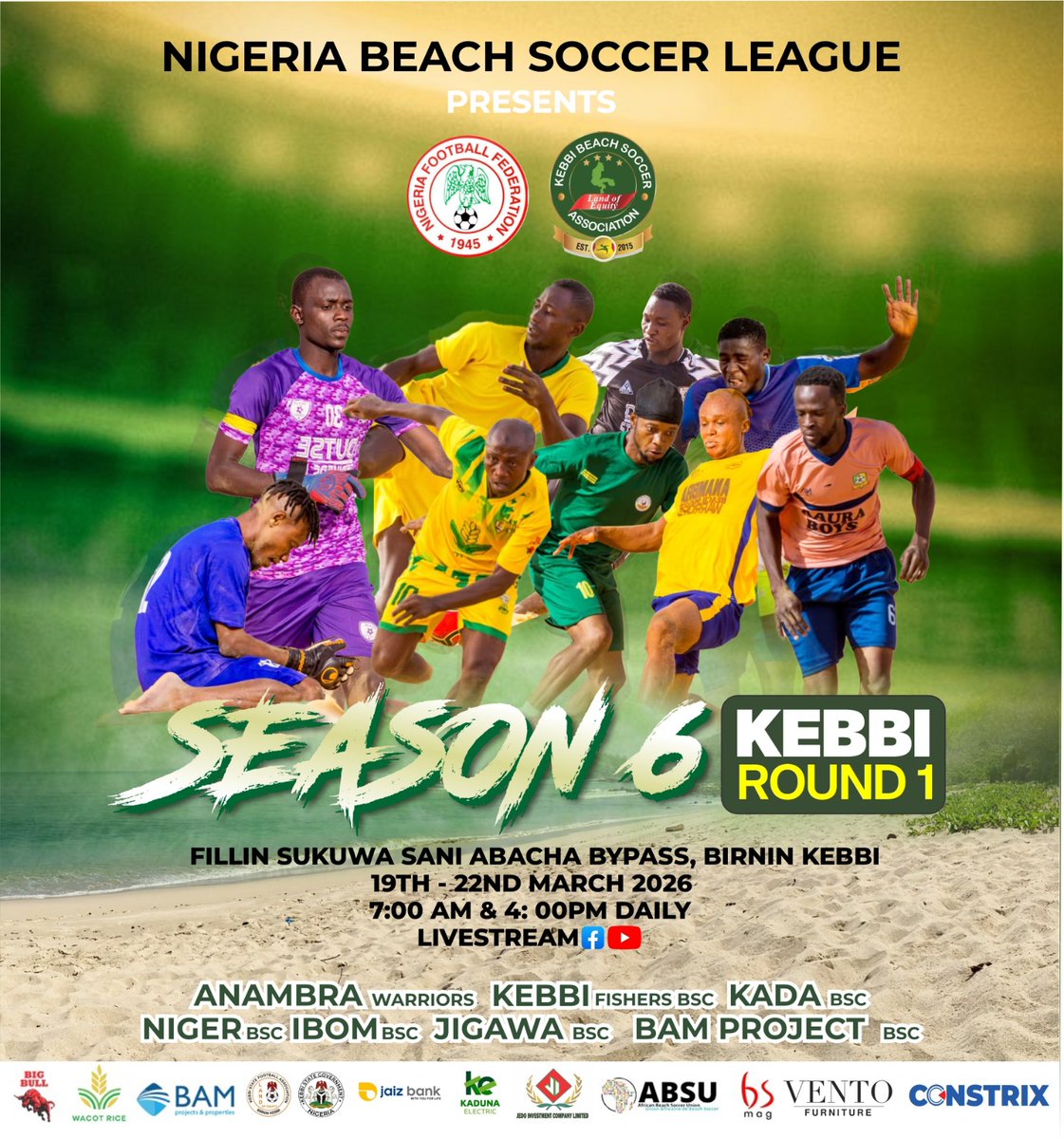 kbeachsoccer's tweet photo. After a blip in our campaign finishing second at the 2025 Nigeria Beach Soccer League (NBSL), we restrategise for 2026 season starting on home soil this month.
πΈ @NgrBeachSoccer
#NBSL #NBSL26 #NBSLS6 https://t.co/zcilEEpES5