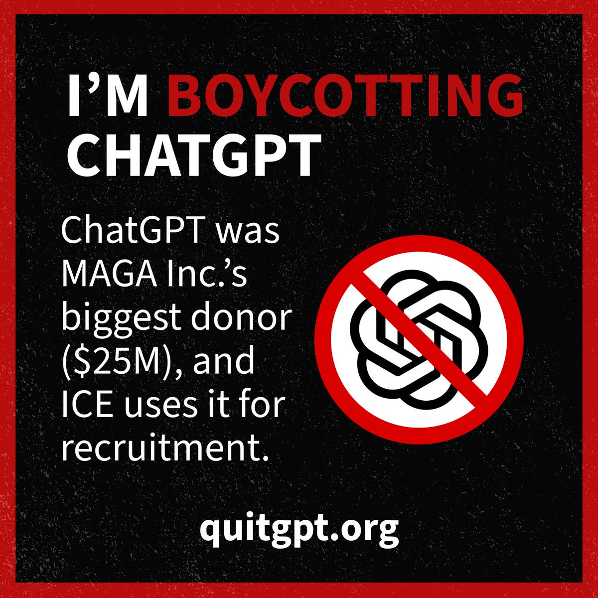 When one person cancels their $20-per-month ChatGPT subscription, OpenAI loses $240 in annual revenue and sheds $10,000 in valuation.  

4+ million people have already joined the international boycott of ChatGPT 🚀
