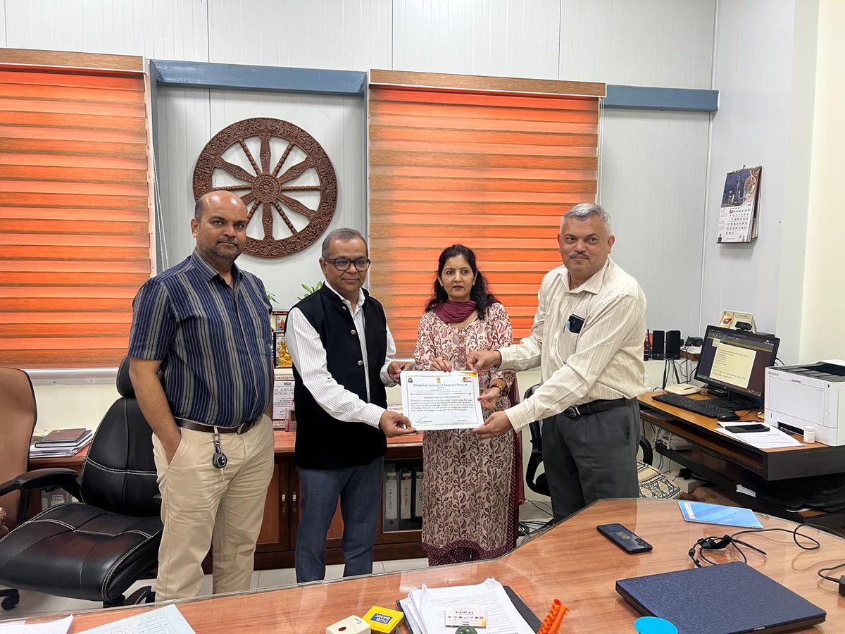 Handing over of Certificate of Participation of Constitution Day Event - Collective Reading of Preamble of Constitution of India to Government Medical College, Bhavnagar. Received by Dr. Chinmay Shah, Dean, GMC Bhavnagar.